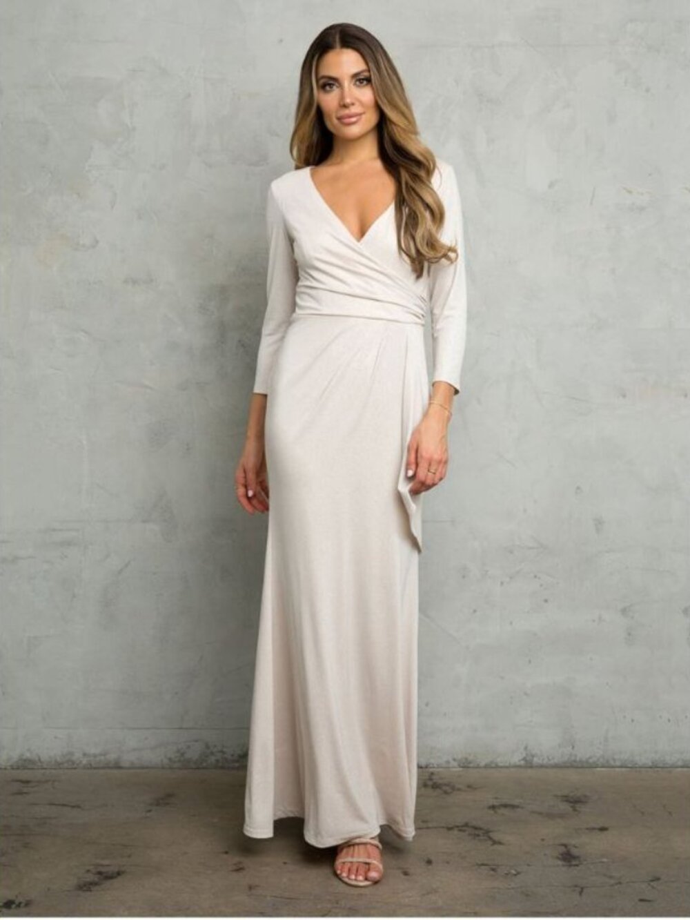 Clearance Platinum XL Long Glitter Mother of the Bride Formal Dress By 3472